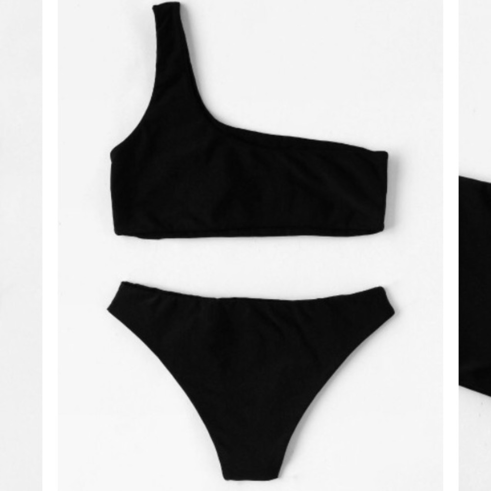 One Shoulder Black Bikini
